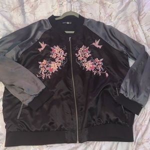 Satin floral bomber jacket